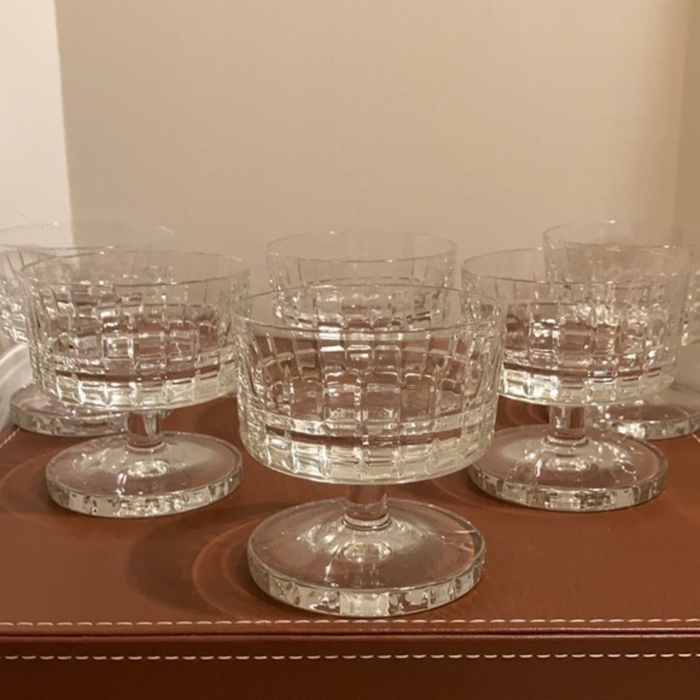 Set of Exquisite lead cut crystal ribbed footed sherbet dishes - set of 6